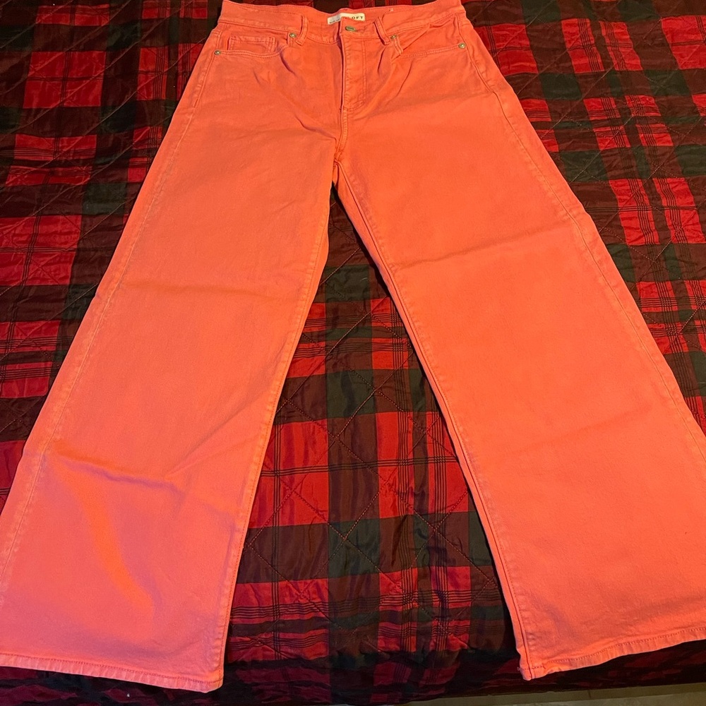 LOFT Coral Wide-Leg Jeans NWOT